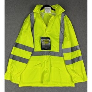 Radians Radwear Jacket Mens Medium Yellow Hi Vis Class 3 Hooded Rain RW10-3S1Y